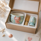 Grid Axolotl Matcha Bowl Set | Handmade Matcha Bowl Set | LA040