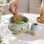 Sheep Matcha Bowl Set, Handmade Ceramic Matcha Set, Cute Chawan with Whisk Holder, Cottagecore Matcha Gift for Tea Lover | LA046