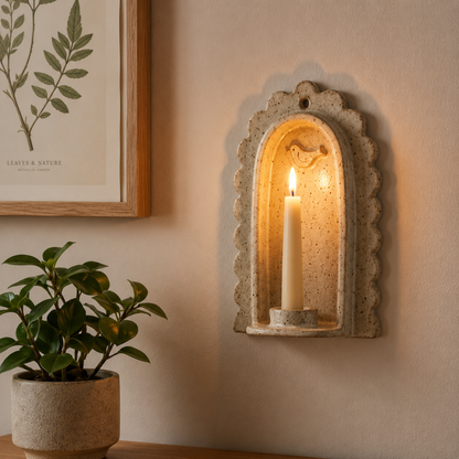 Ceramic Bird Arch Wall Candle Holder - NN07