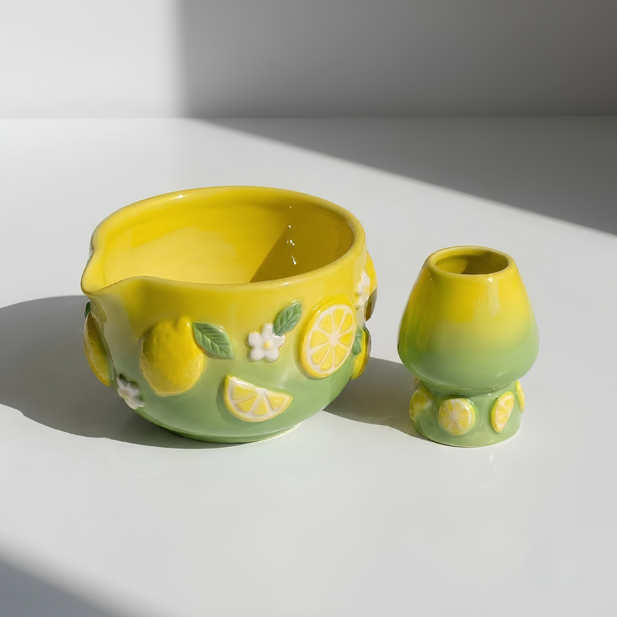 Fruit Matcha Bowl Set · Handmade Ceramic Chawan · Strawberry Orange Lemon · Cottagecore Fruit Gift · Kawaii Tea Set Pottery | LA047