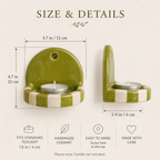 Green And White Checkered Candle Holder | Ceramic Wall Candle Holder | LA118