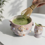 Grid Goose Silly Matcha Bowl Set, Handmade Magic Ceramic Chawan, Whimsical Tea Bowl, Fantasy Matcha Gift | Handmade Ceramic Chawan | LA031