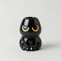 Grumpy Black Cat Matcha Bowl Set - Spouted Chawan & Whisk Holder, Handmade Ceramic Tea Set.