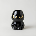 Grumpy Black Cat Matcha Bowl Set - Spouted Chawan & Whisk Holder, Handmade Ceramic Tea Set.