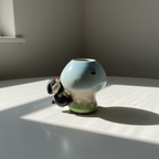 Fairytale Bunny Garden 3D Handcrafted Ceramic Matcha Bowl and Mushroom Whisk Holder Set • HX05