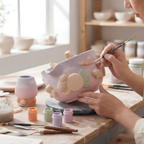Capybara Orange Ombre Matcha Bowl Set, Handmade Ceramic Chawan with Whisk Holder, Cute Matcha Gift for Tea Lover | LA045