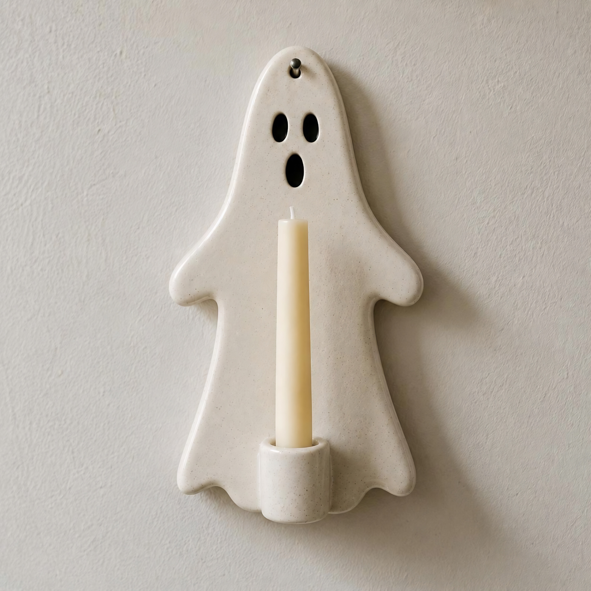 Halloween Wall Candle Holder, Ghost Candle Sconce, Ceramic Ghost Decor, Handmade Wall Candle Holder, Spooky Home Decor, Halloween Gift | LA136