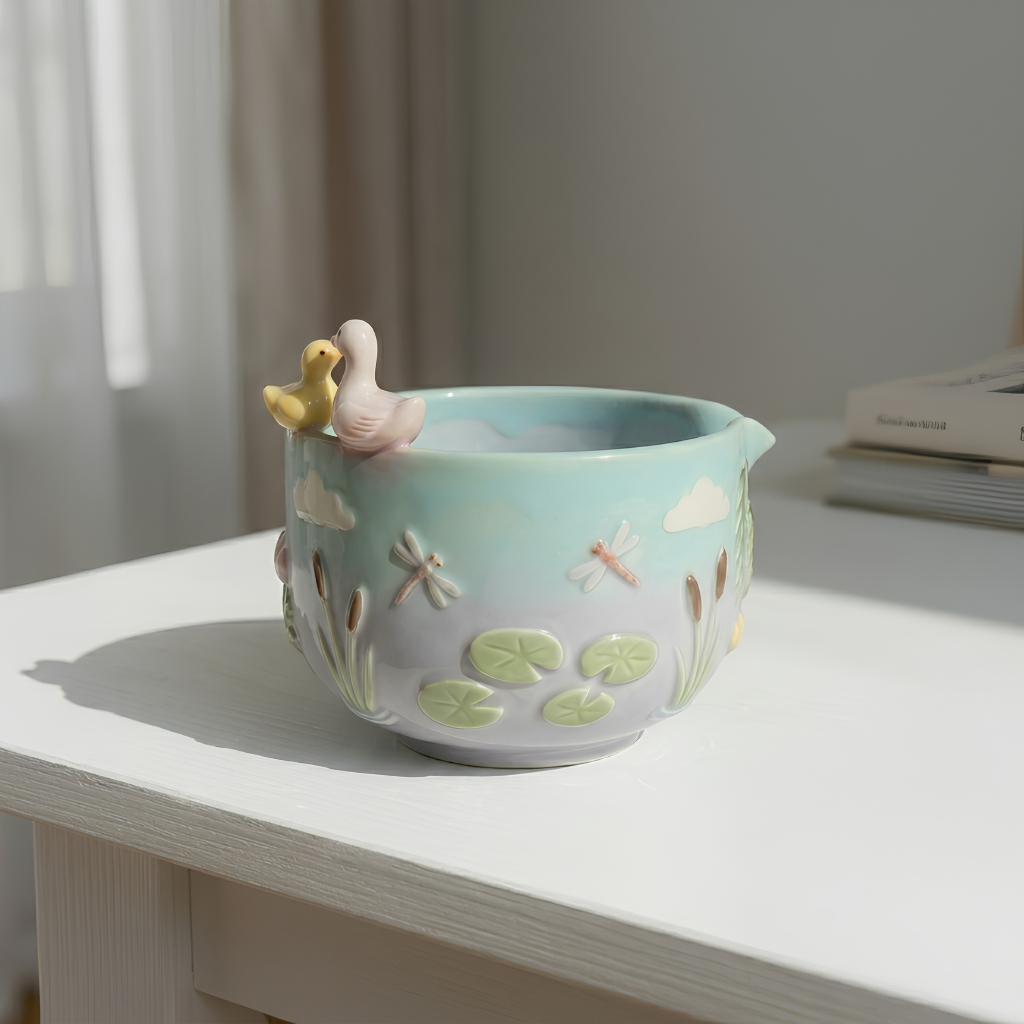 Ombré Goose Silly Matcha Bowl | Handmade Ceramic Chawan | LA020
