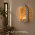 Perforated Ceramic Wall Sconce, Handmade Candle Lantern, Taper Candle Holder, Botanical Light Decor, Tealight Holder, Housewarming Gift | LA138