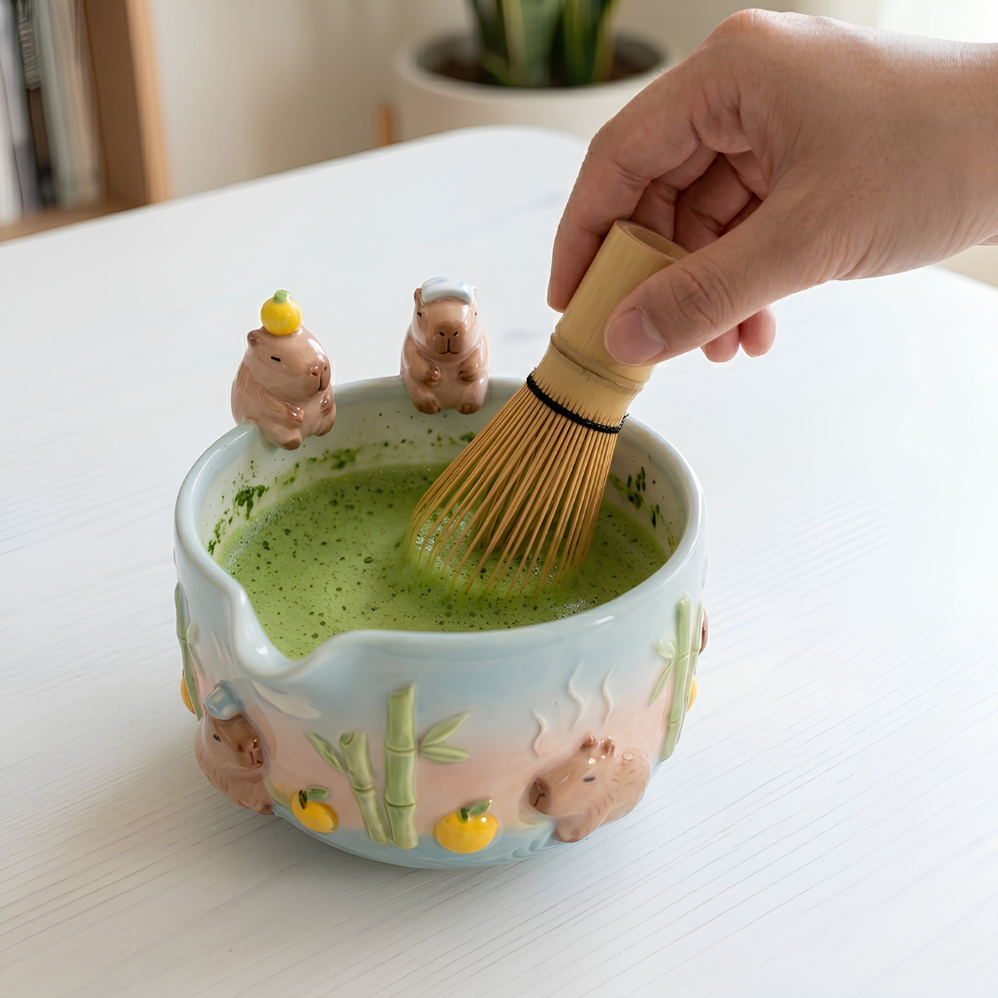 Ombre Cappybara Matcha Bowl | Handmade Ceramic Chawan | LA017