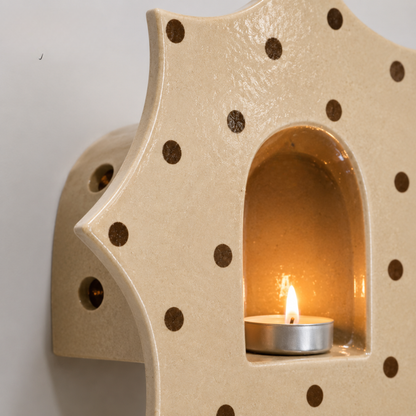Handmade Ceramic Polka Dot Sunburst Wall Tealight Holder - NN03