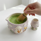Happy Little Lamb Matcha Bowl | Handmade Ceramic Chawan | LA014