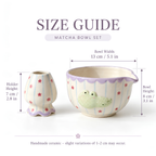 Cute Crocodile Matcha Bowl Set - Handmade Ceramic Chawan with Pouring Spout, Whisk Holder