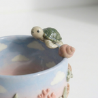 Ombre Sea Turtle Matcha Bowl | Handmade Ceramic Chawan | LA029