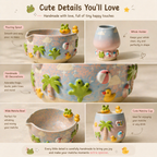 Handmade Frog Matcha Bowl Set, Cute Duck Ceramic Matcha Tea Set, Ombre Matcha Bowl with Whisk Holder, Kawaii Tea Gift | LA2