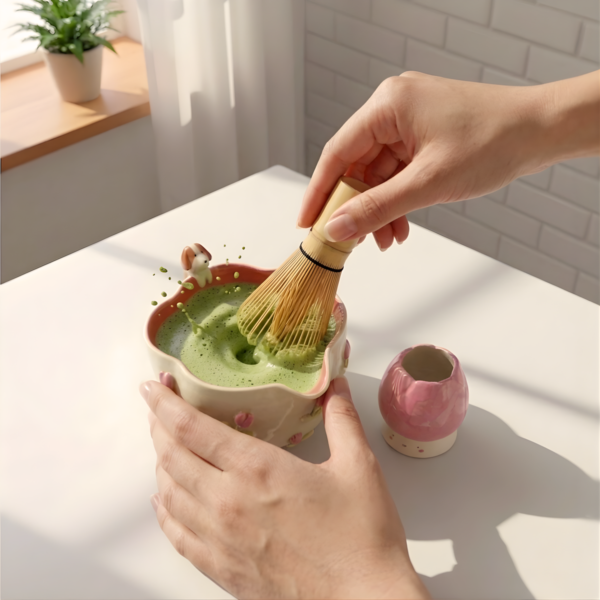 Tulip Matcha Bowl Set | Handmade Matcha Bowl Set | LA037