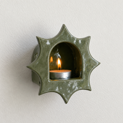 Ceramic Sunburst Wall Candle Holder - NN01