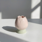 Handmade Bunny Matcha Tea Set - Cute Rabbit Chawan, Ceramic Matcha Bowl with Tulip Whisk Holder, Kawaii Tea Lover Gift | LA043
