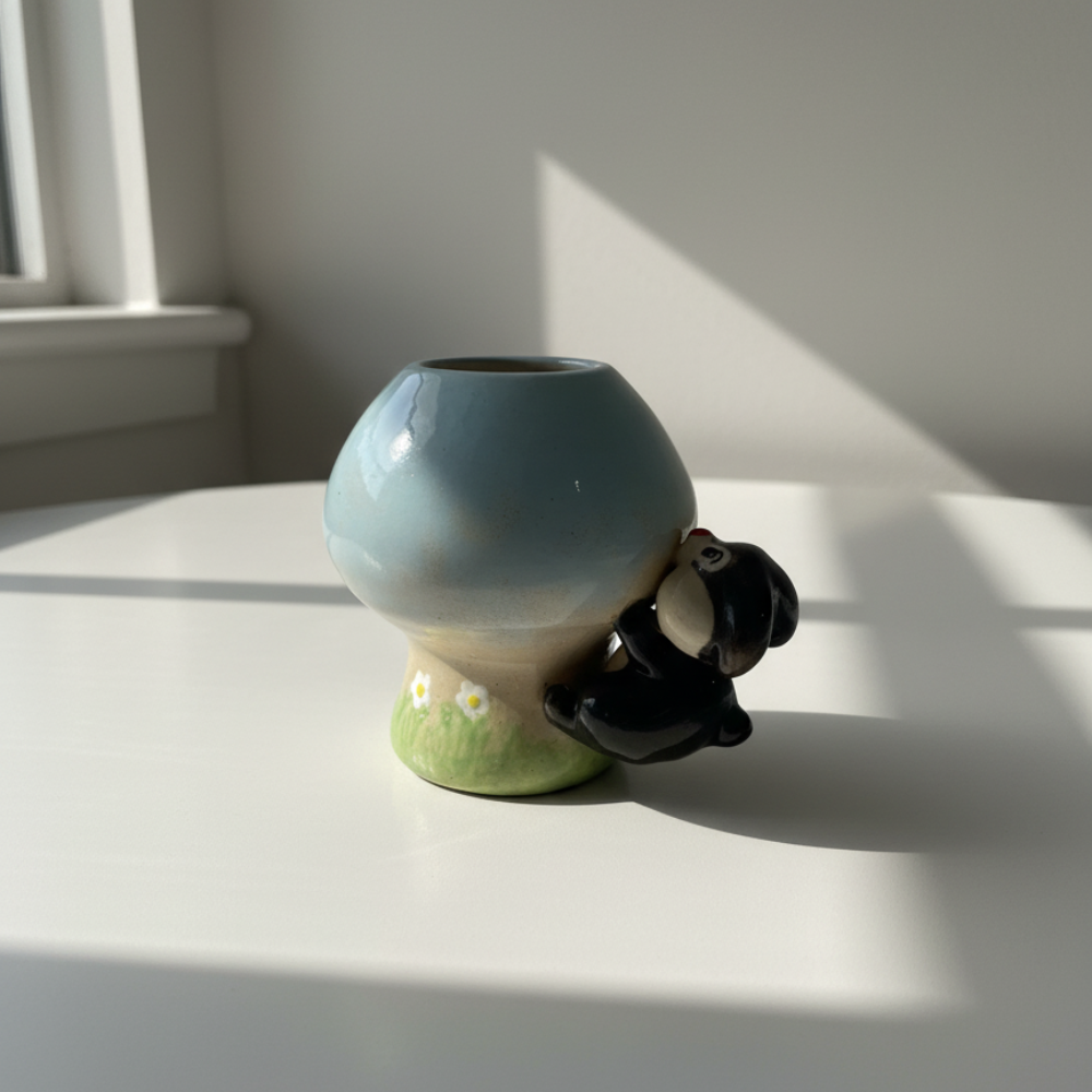 Fairytale Bunny Garden 3D Handcrafted Ceramic Matcha Bowl and Mushroom Whisk Holder Set • HX05