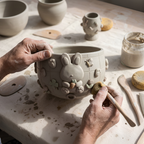 Grid  Mint Blue Bunny Matcha Bowl | Handmade Ceramic Chawan | LA028