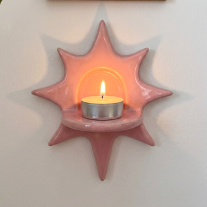 Handmade Ceramic Sunburst Wall Tealight Candle Holder - NN02