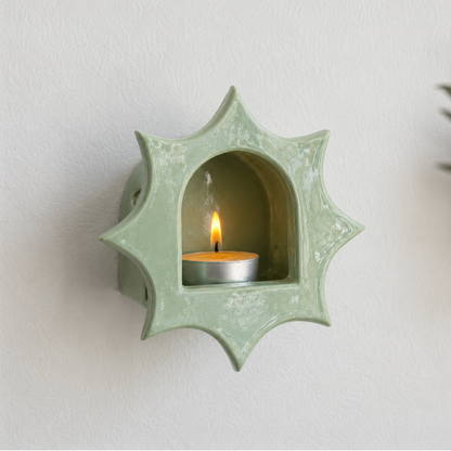Ceramic Sunburst Wall Candle Holder - NN01