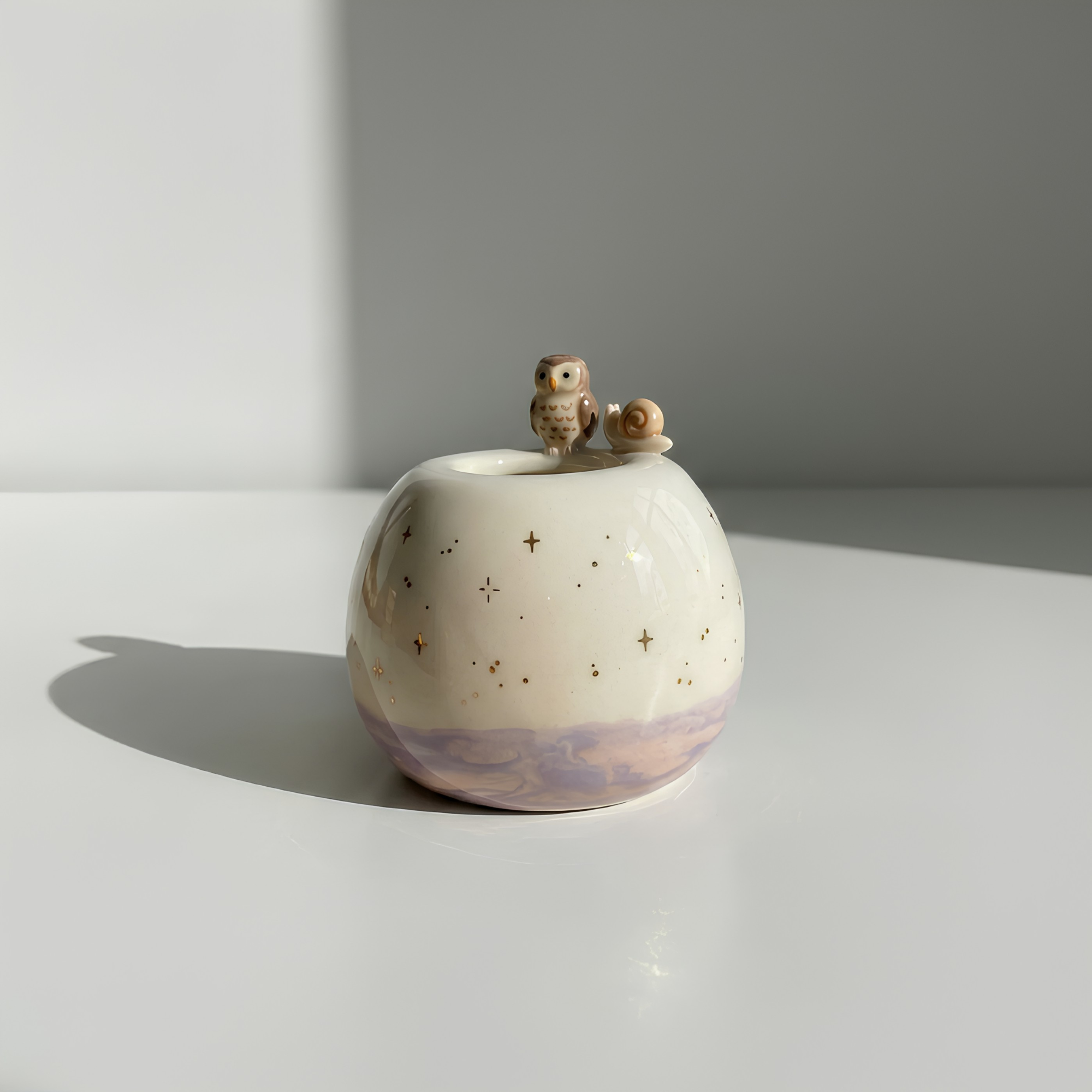 Woodland Matcha Bowl, Handmade Ceramic Chawan, Owl Fox Hedgehog Tea Bowl, Cottagecore Matcha Set | LA033