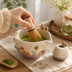 Woodland Matcha Bowl, Handmade Ceramic Chawan, Owl Fox Hedgehog Tea Bowl, Cottagecore Matcha Set | LA033