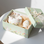 White Bunny Hug 3D Handcrafted Ceramic Matcha Bowl and Floral Whisk Holder Set • HX11