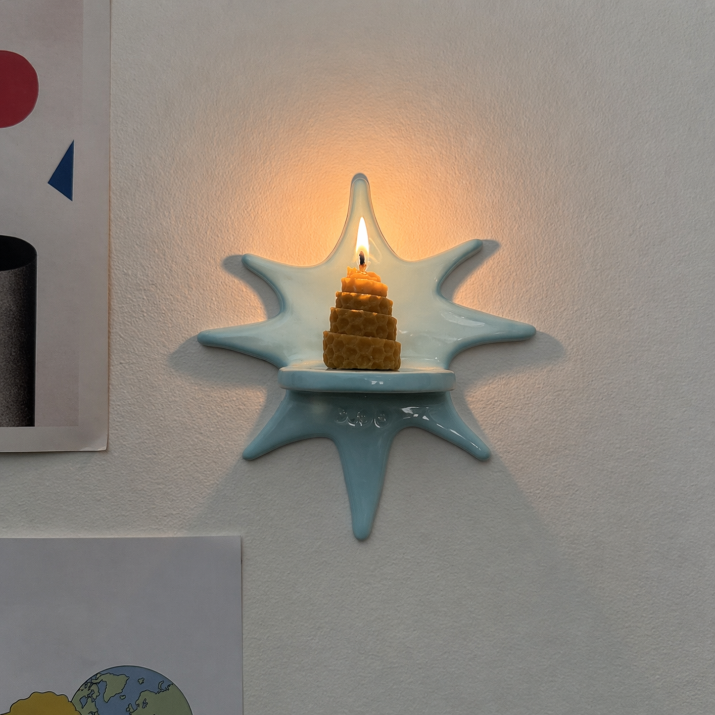 Handmade Ceramic Sunburst Wall Tealight Candle Holder - NN02