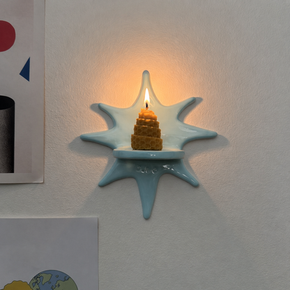 Handmade Ceramic Sunburst Wall Tealight Candle Holder - NN02