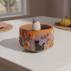 Ombre Halloween Matcha Bowl, Handmade Ceramic Matcha Set, Pumpkin Ghost Chawan with Whisk Holder | LA041