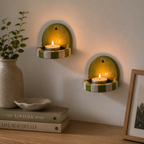Green And White Checkered Candle Holder | Ceramic Wall Candle Holder | LA118