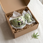 Grid Panda Matcha Bowl Set, Handmade Magic Ceramic Chawan, Whimsical Tea Bowl, Fantasy Matcha Gift | Handmade Ceramic Chawan | LA032