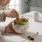 Ombre Bunny Carrot Matcha Bowl | Handmade Ceramic Chawan | LA023