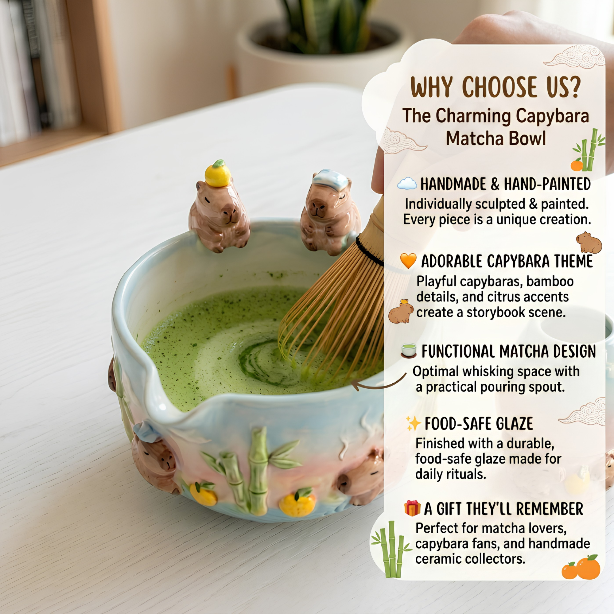 Ombre Cappybara Matcha Bowl | Handmade Ceramic Chawan | LA017
