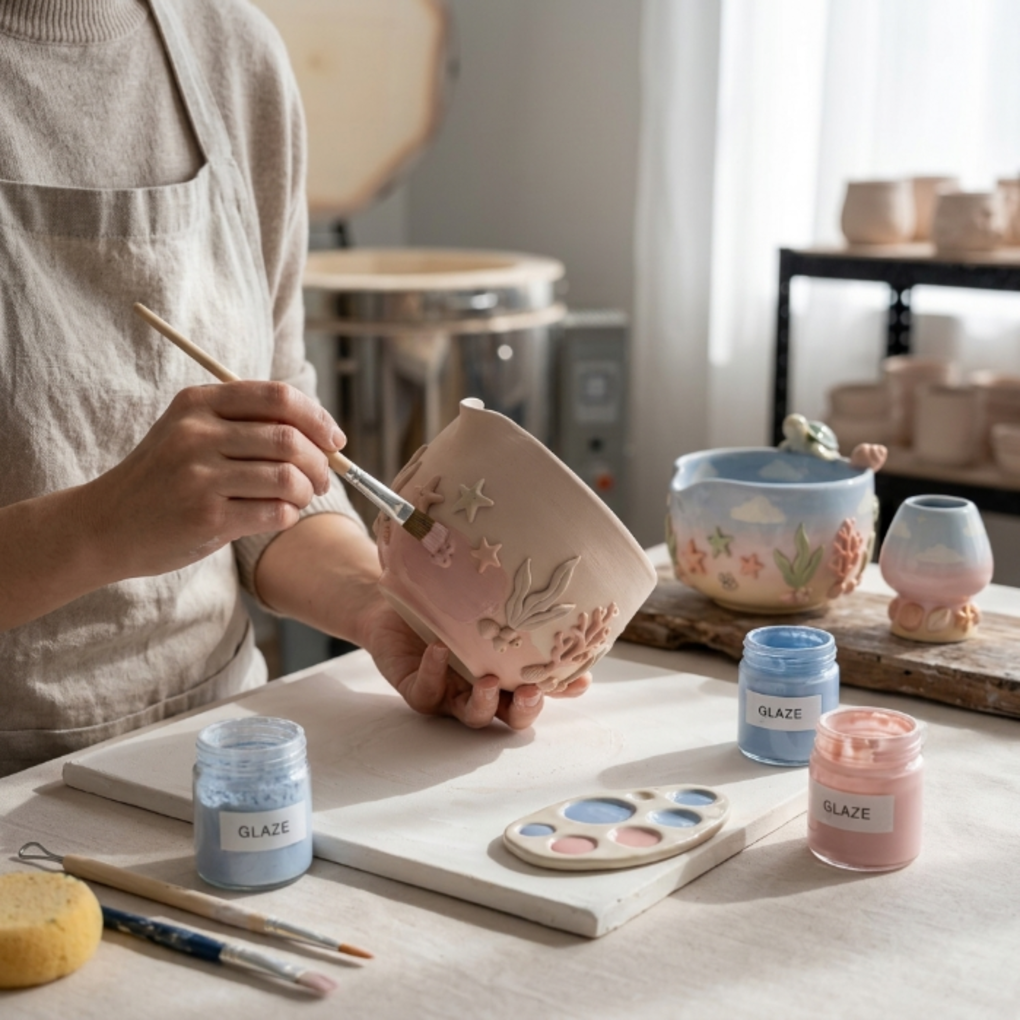 Ombre Sea Turtle Matcha Bowl | Handmade Ceramic Chawan | LA029