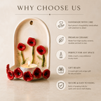 Handmade Ceramic Poppy Flower Wall Tealight Candle Holder - NN04