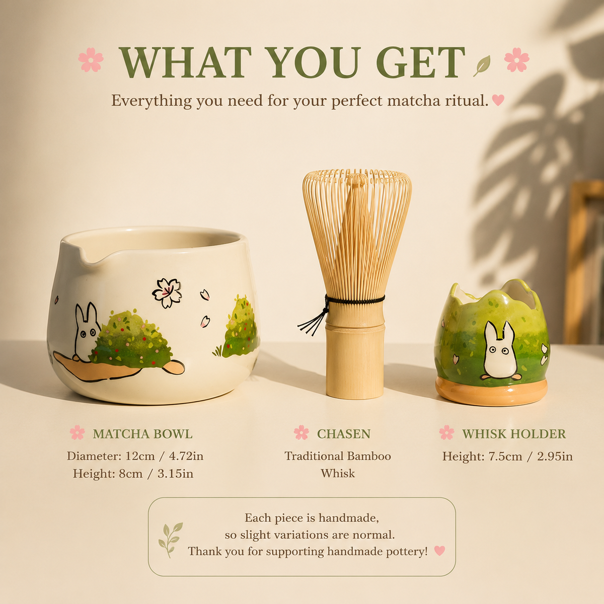 Forest Spirit Ceramic Matcha Set  | Handmade Matcha Bowl Set | LA038