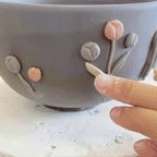 Spring Tulip Bunny 3D Handcrafted Ceramic Matcha Bowl and Flower Whisk Holder Set • HX10