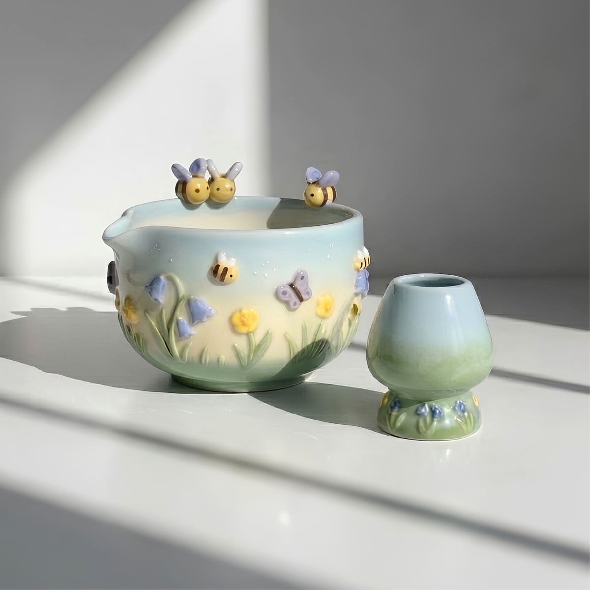 Ombre Bee Matcha Bowl Set  | Handmade Matcha Bowl Set | LA040